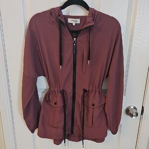 Charlotte Russe Mauve Lightweight Drawstring Jacket With Hood